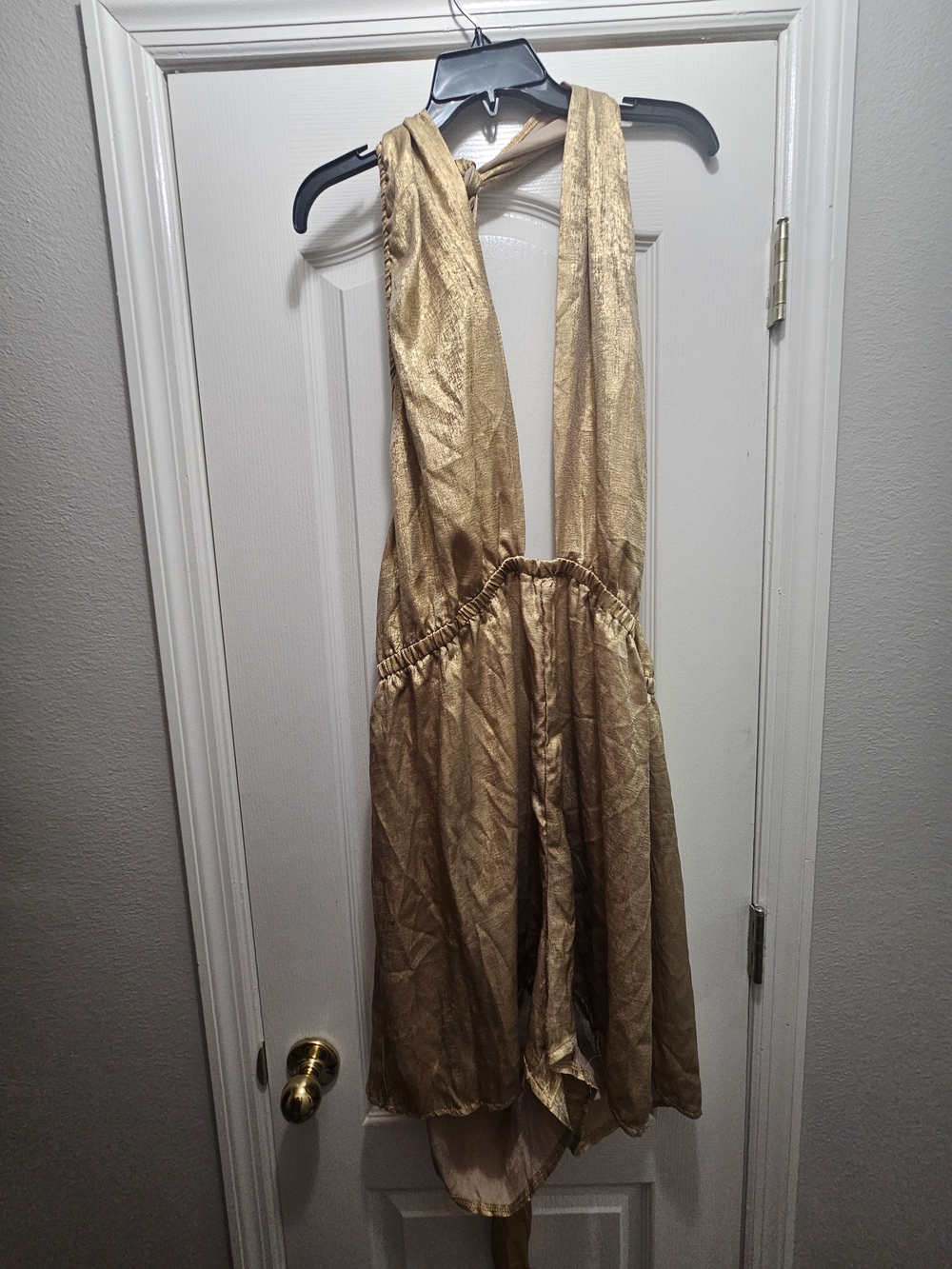 Gold Halter-Style Kids Dress